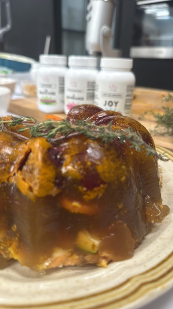 Losos, povrće i supa od kostiju