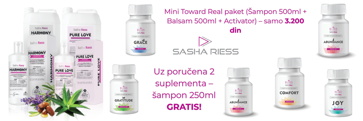 Akcija Sasha Riess: Gratis šampon uz suplemente i Mini Toward Real paketi